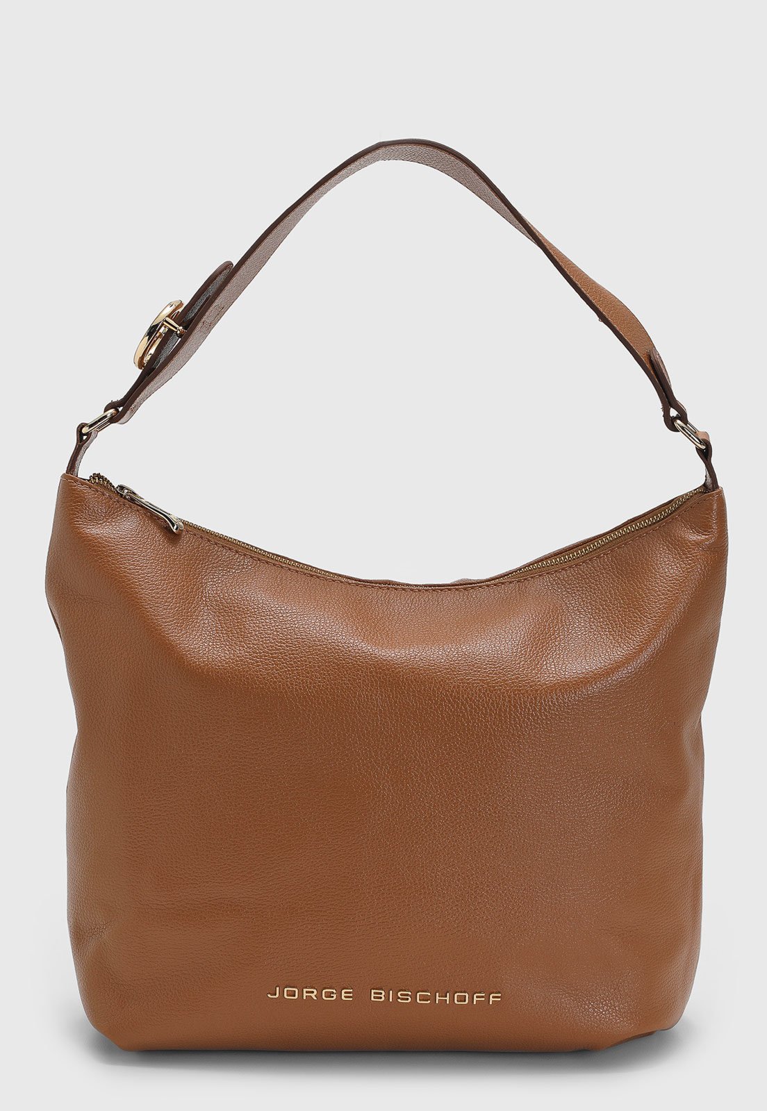 Bolsa Feminina Jorge Bischoff Detalhe Metalizado Caramelo