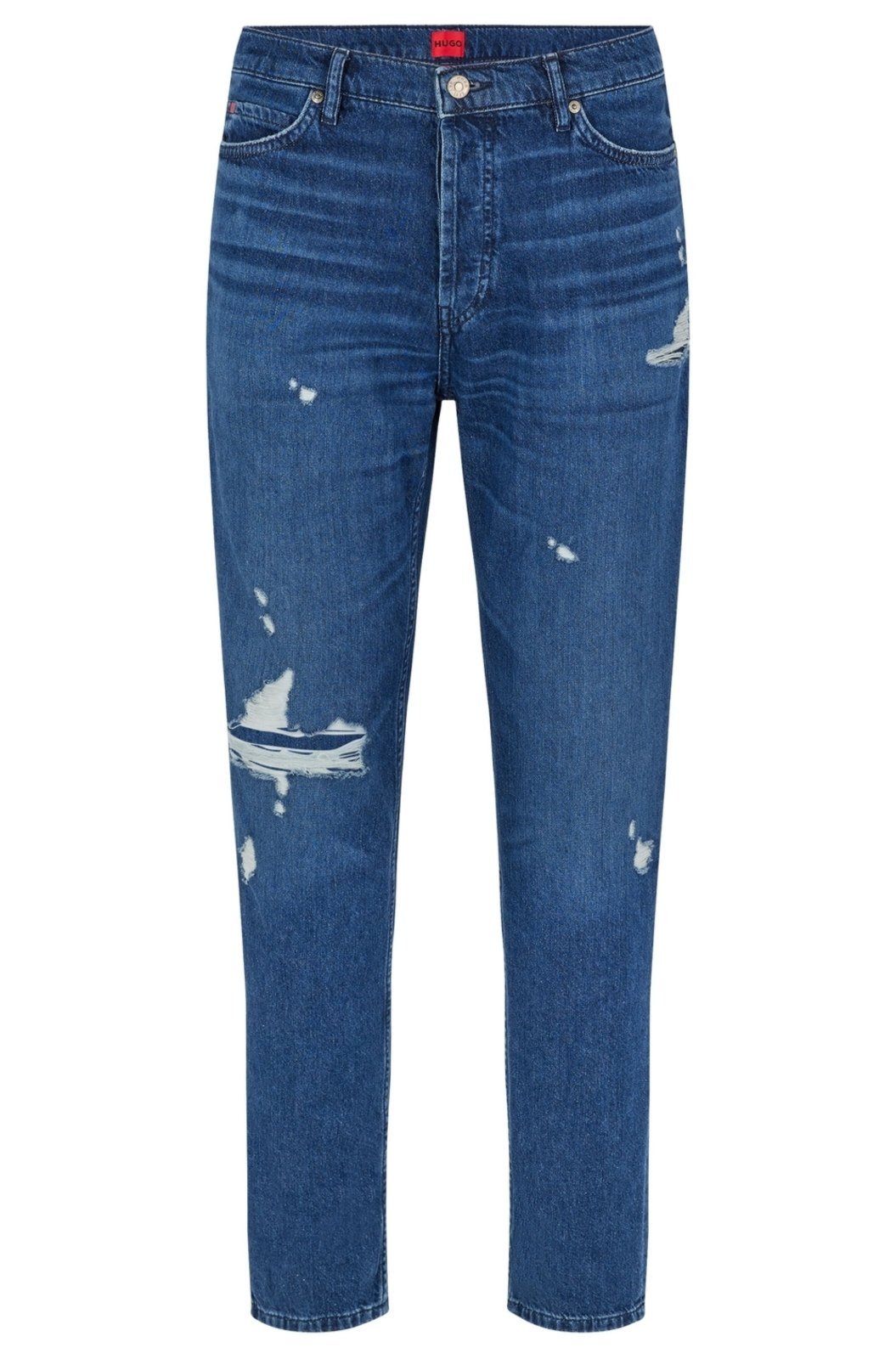 Calça Jeans Tapered Fit Em Denim Rígido