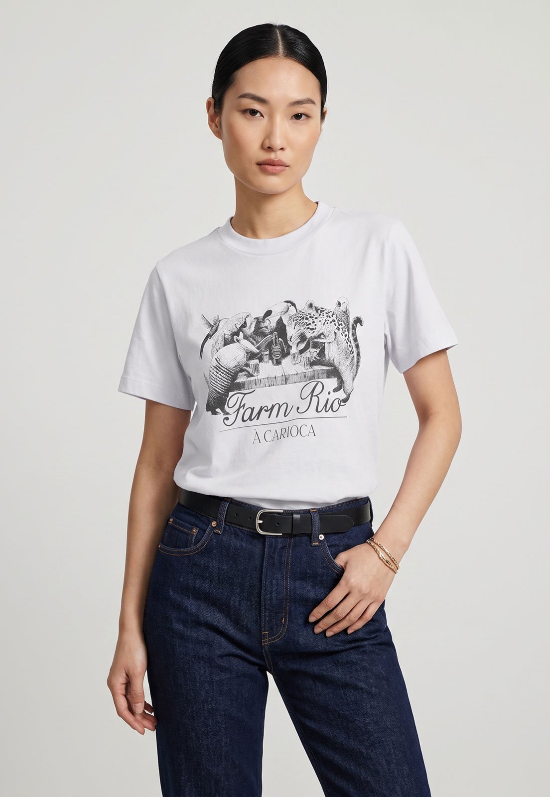 Camiseta Feminina FARM Estampa Frontal Branca