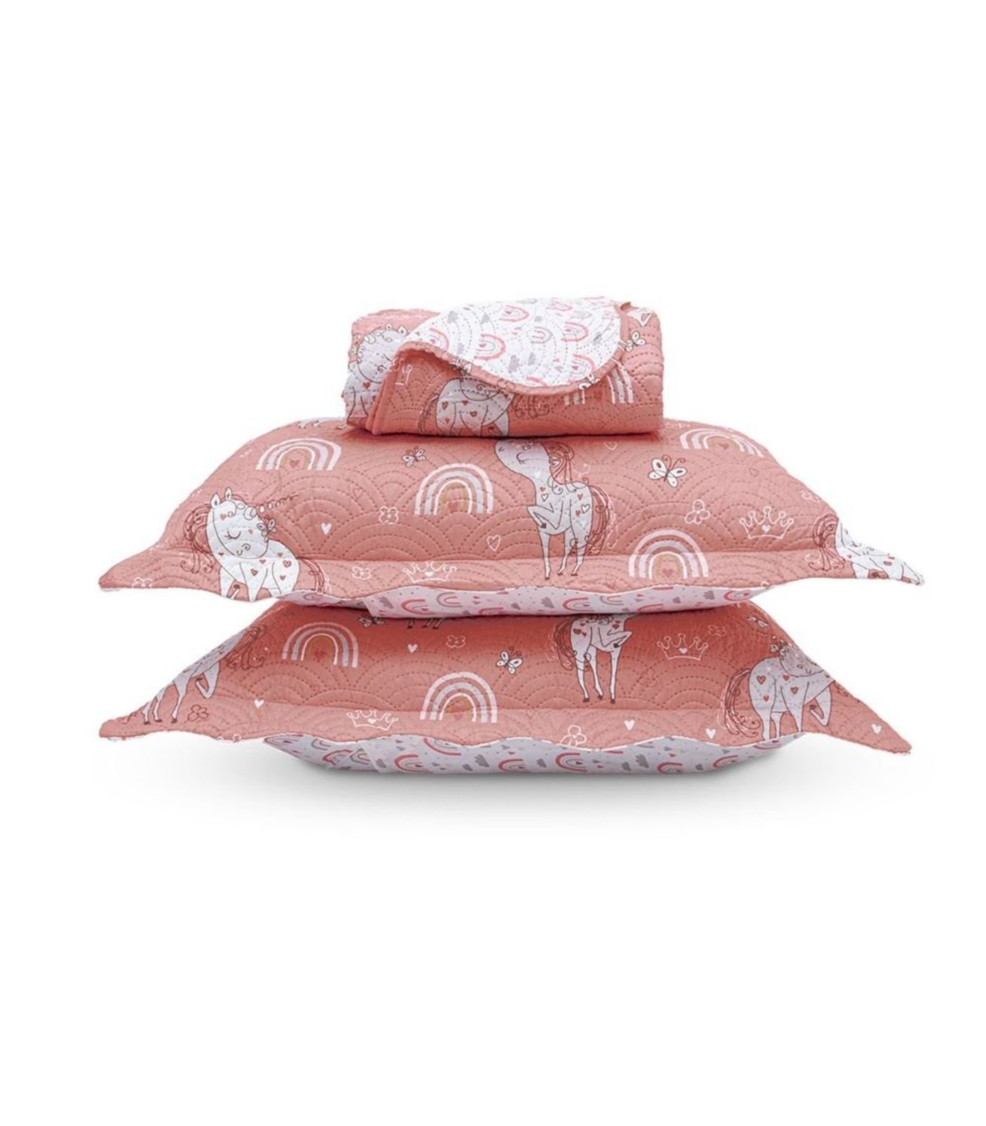 Kit Cobre Leito Casual Casal Appel Rosa