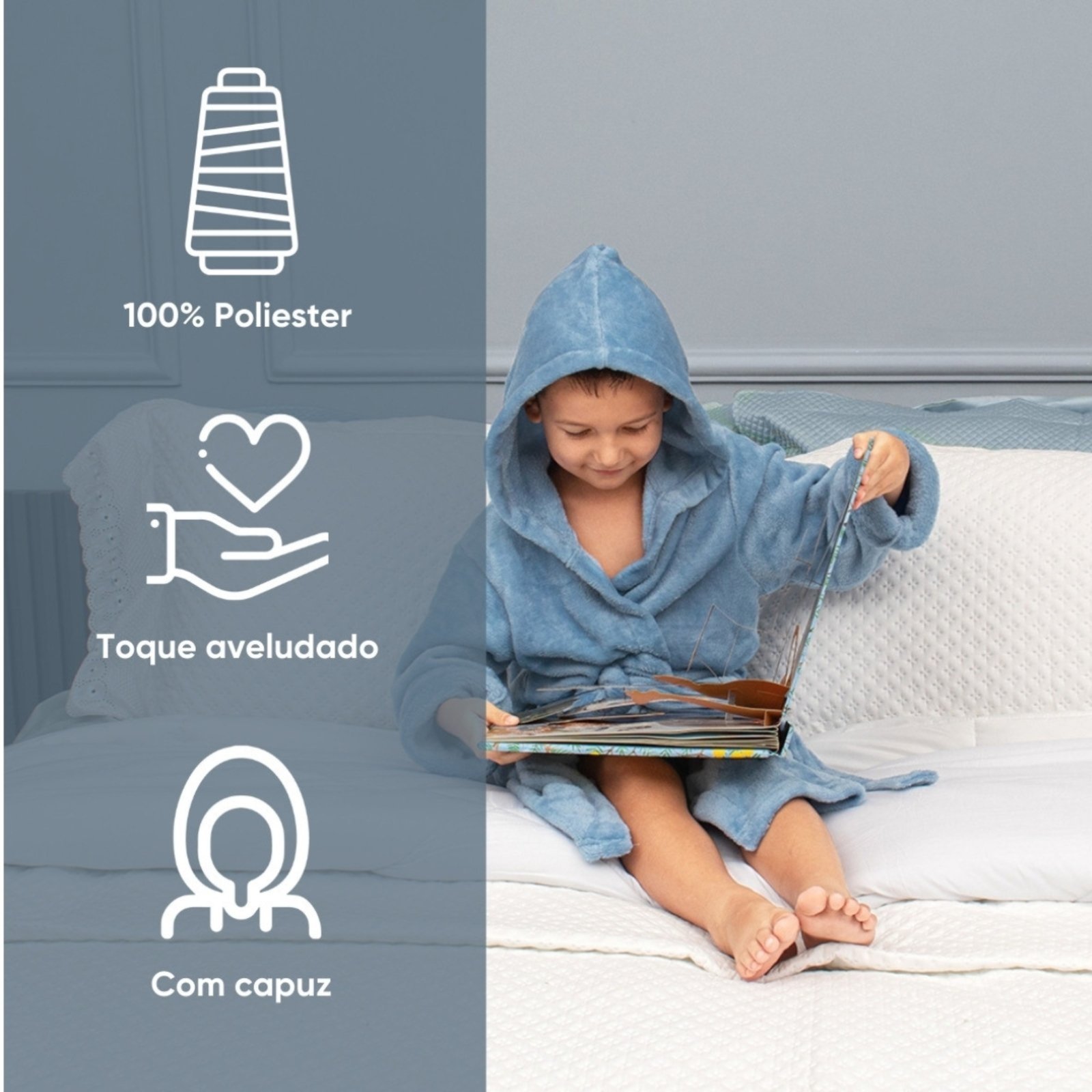 Vista 3 Roupao Com Capuz Appel Microfibra Casual rosa Appel rosa
