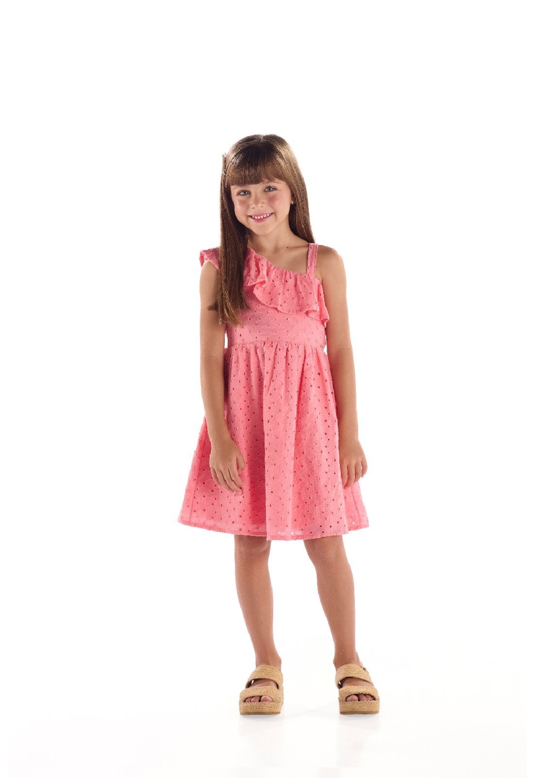 Infantil - Vestido em Laise Babado Quimby Rosa