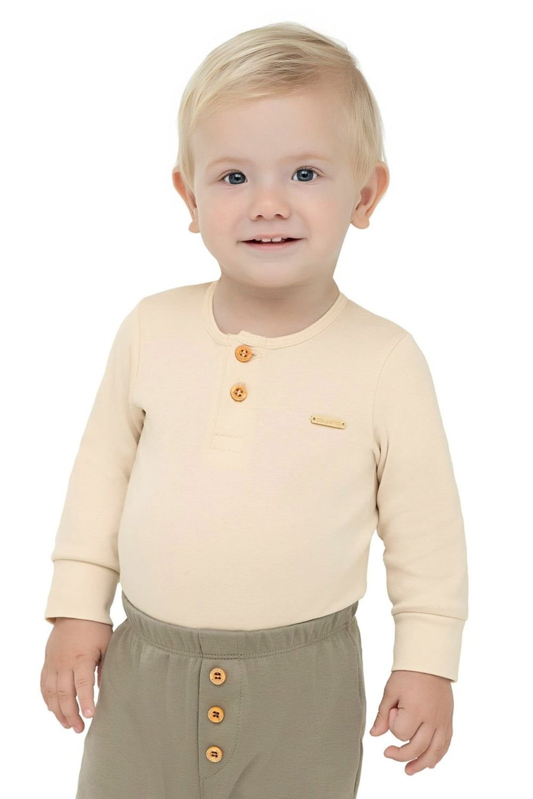 Infantil - Body Longo Menino Com Botões Colorittá Bege