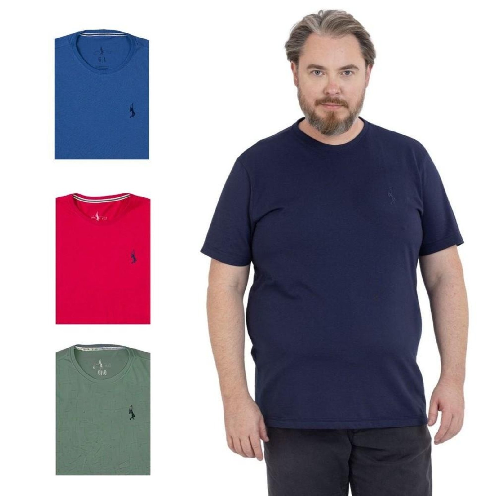 Kit 4 Camiseta Plus Size Básica Casual Masculina Confortável
