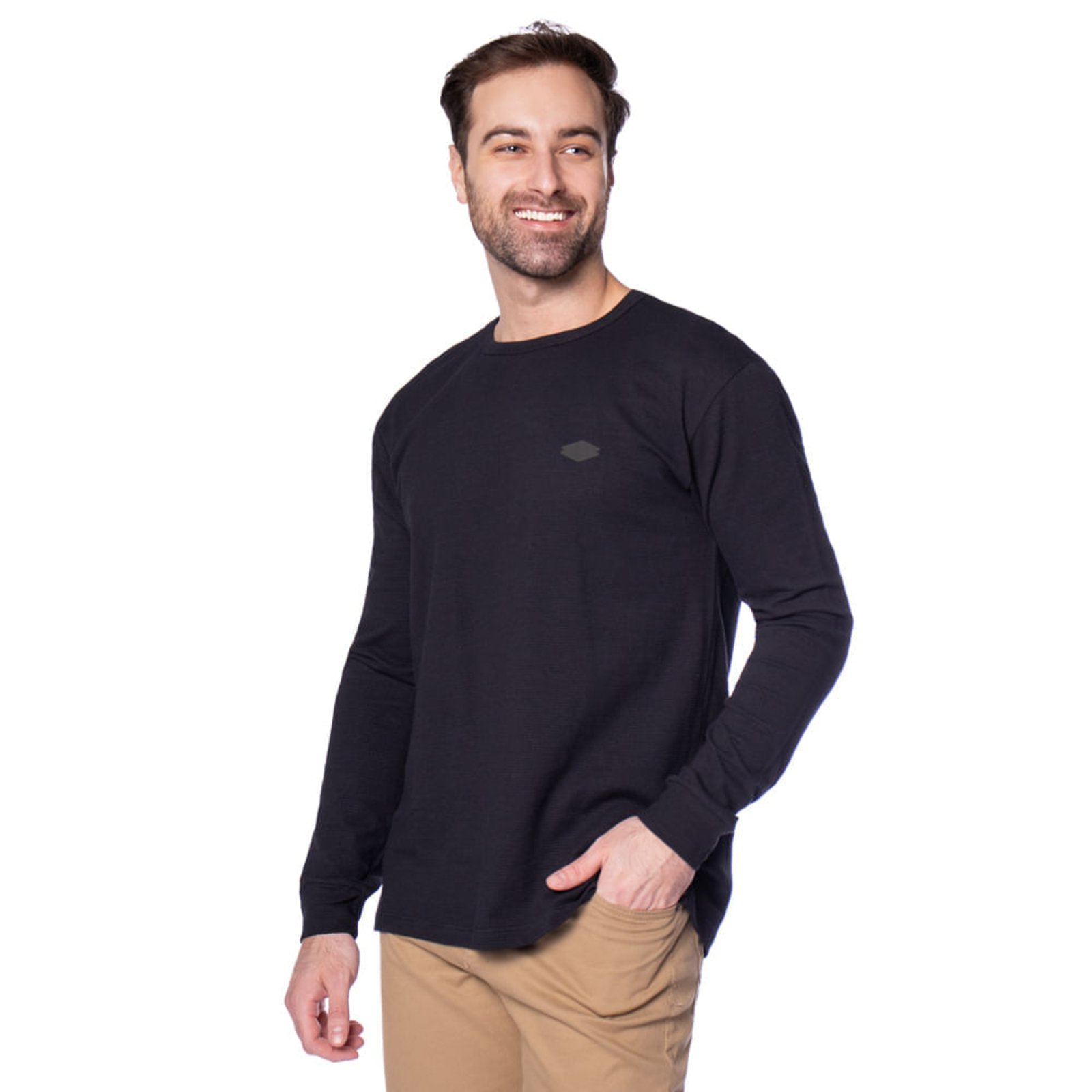 Camiseta Masculina Nicoboco Manga Longa Texturizada Preto