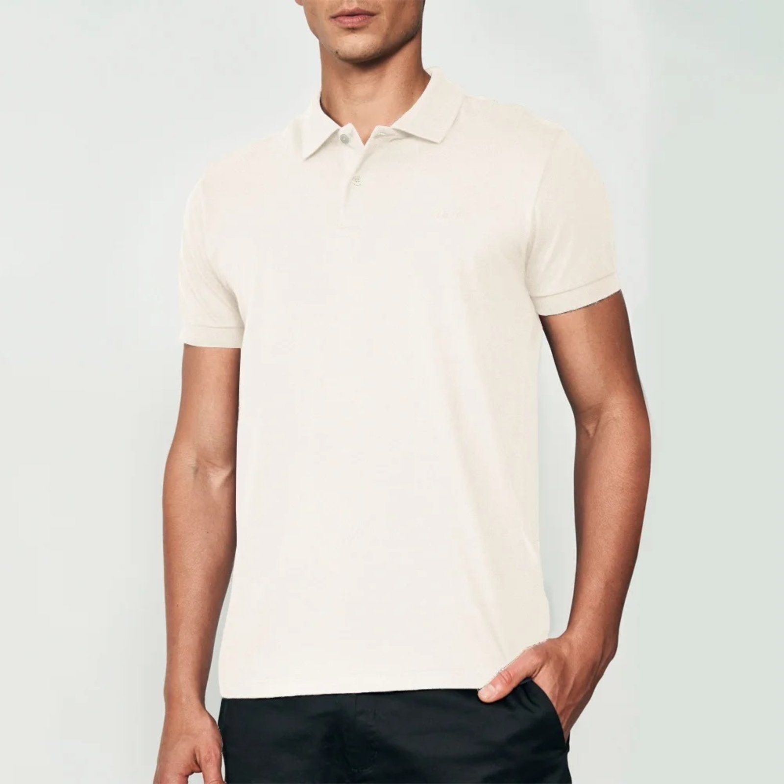 Vista 2 Camisa Polo Colcci Lisa Ou25 Off White Masculino amarelo white Colcci amarelo white