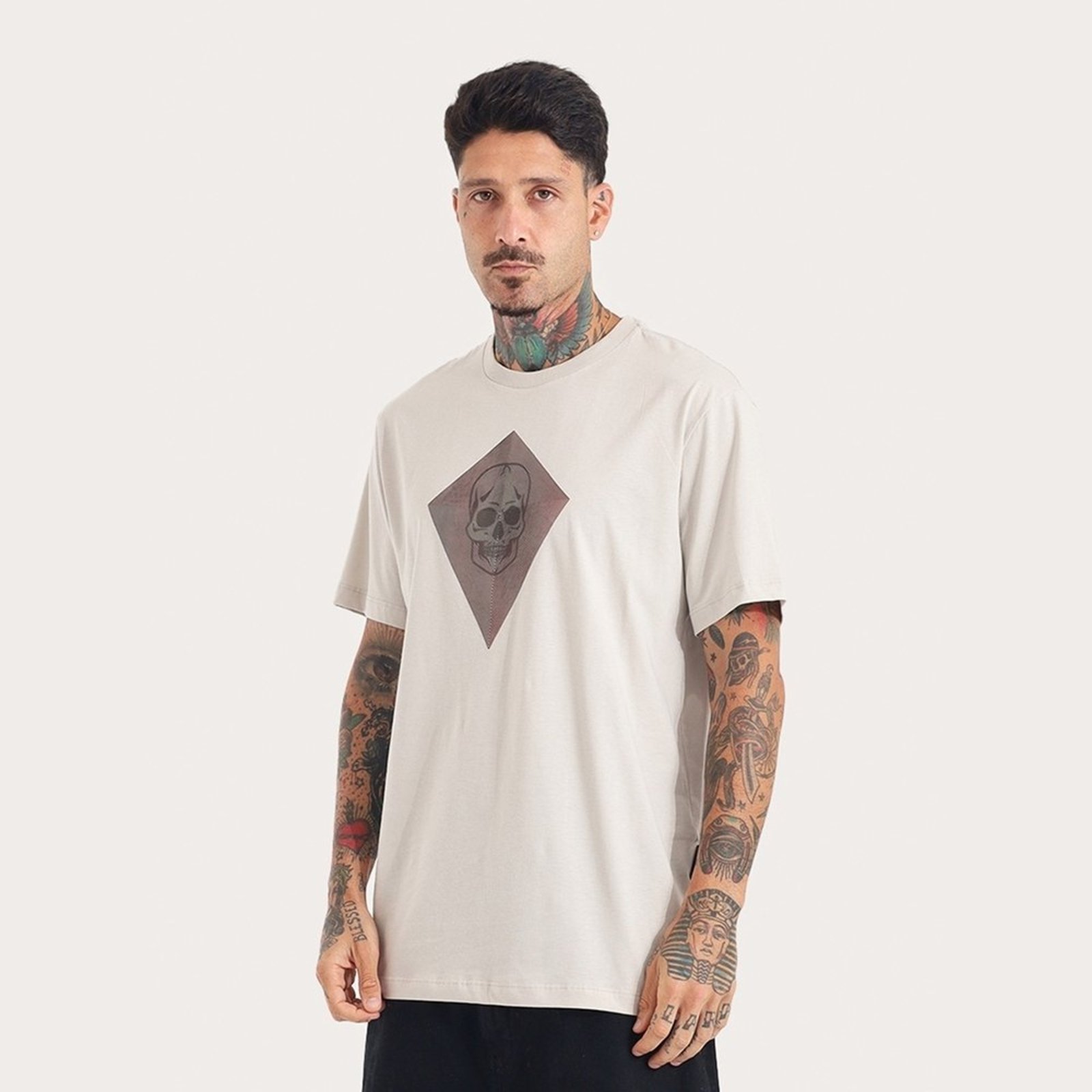T-Shirt Regular Lenticular Pipa Bege Poeira