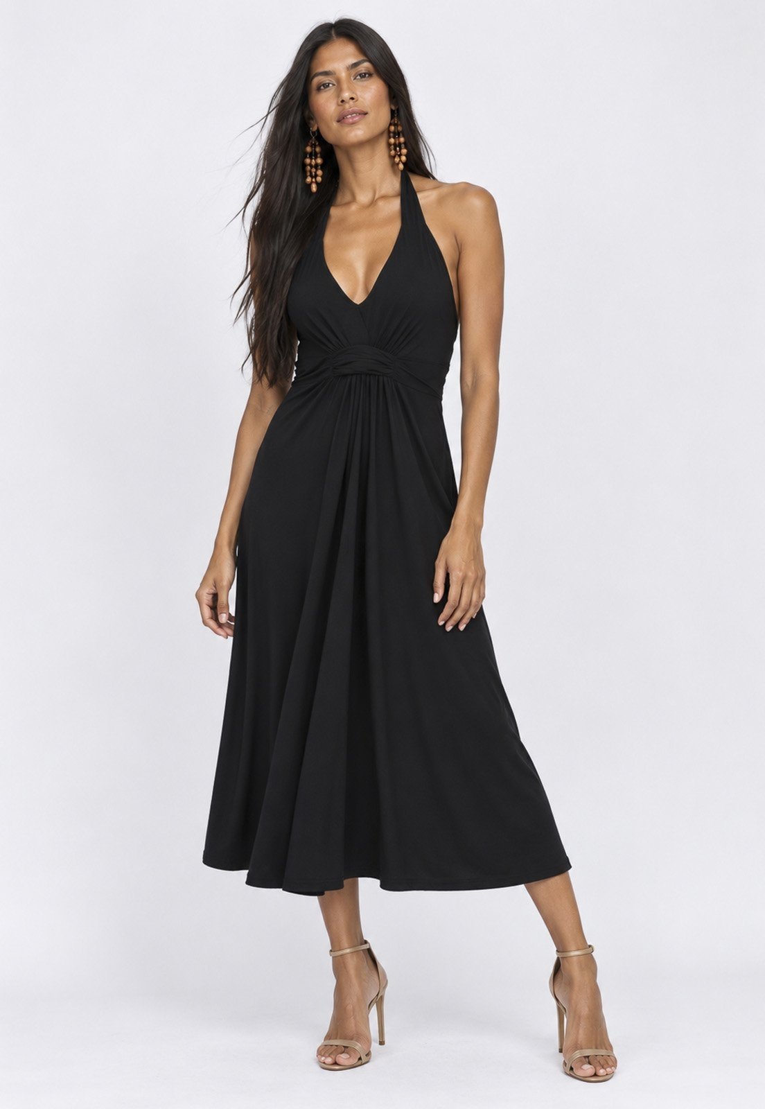 Vestido Amazonia Vital Midi Mamirauá Malha Preto