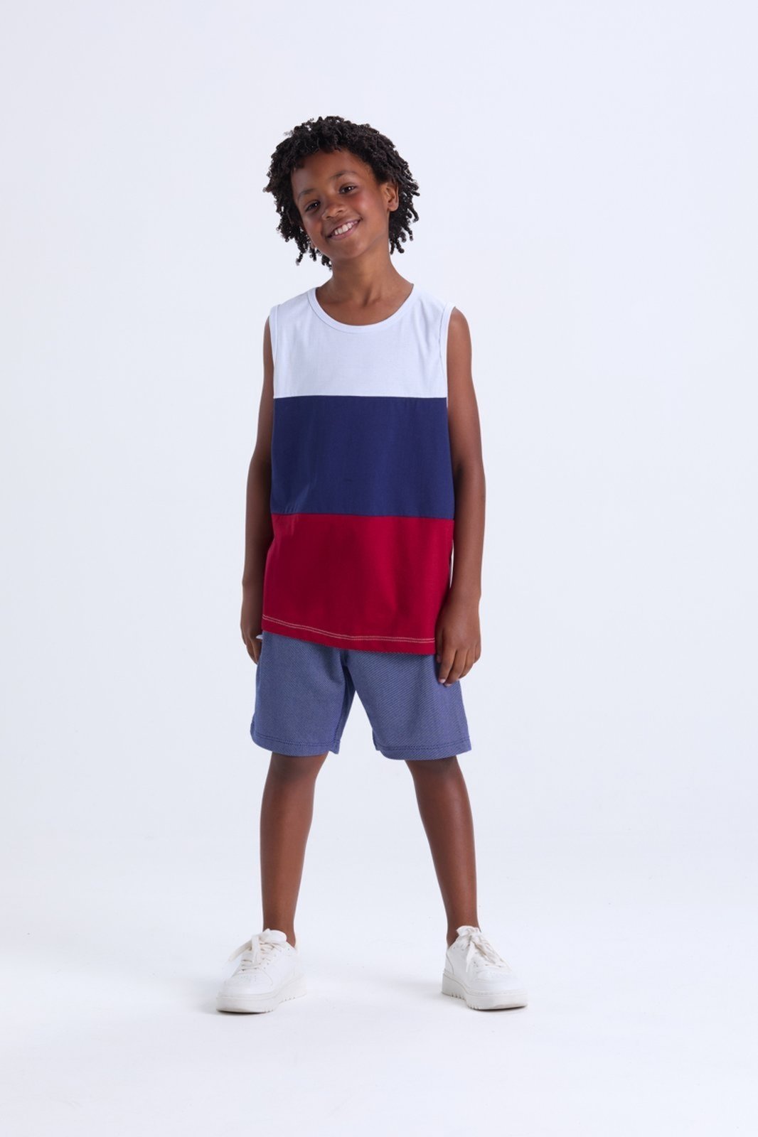 Infantil – Conjunto Masculino de Verão Regata Tricolor – Vida Costeira