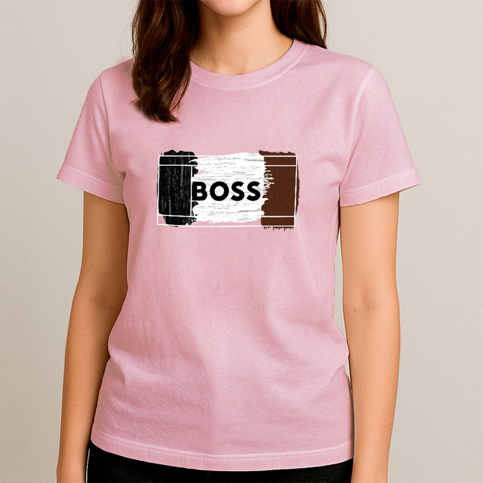 Vista 3 Camiseta Básica Boss Visual Urbano Sofisticado Estilosa Luxo ousy marrom ousy marrom