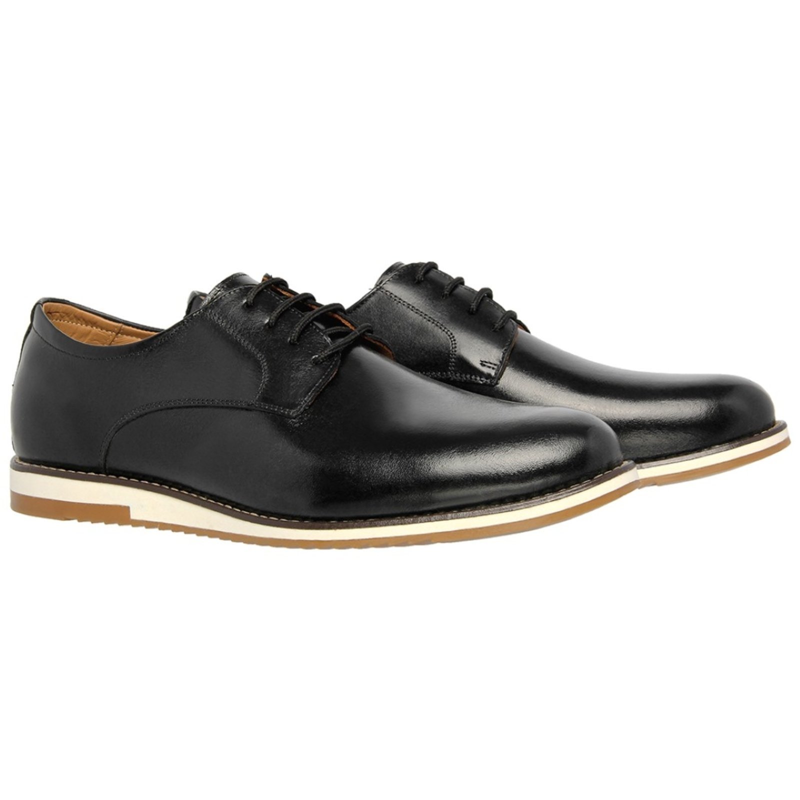 Sapato Masculino Oxford Casual Social Couro Legitimo Cadarço Preto
