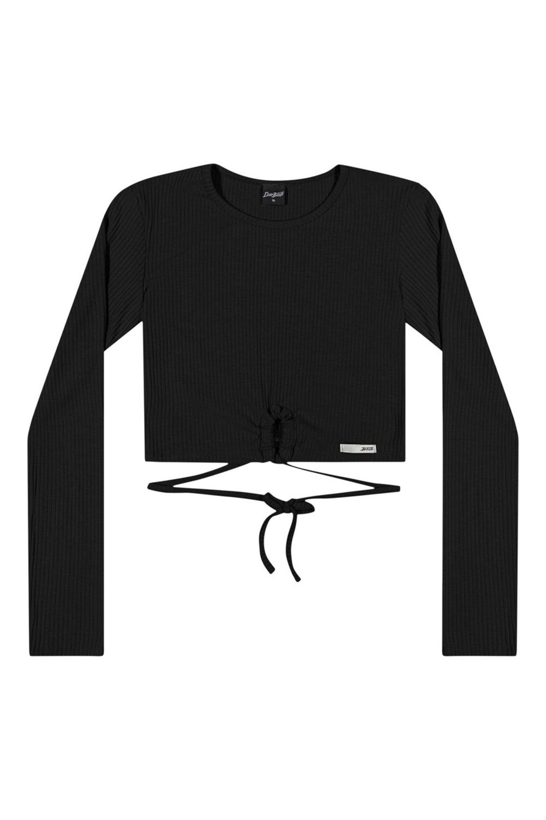 Infantil - Blusa Juvenil Menina Canelada Com Amarração Beats Preto