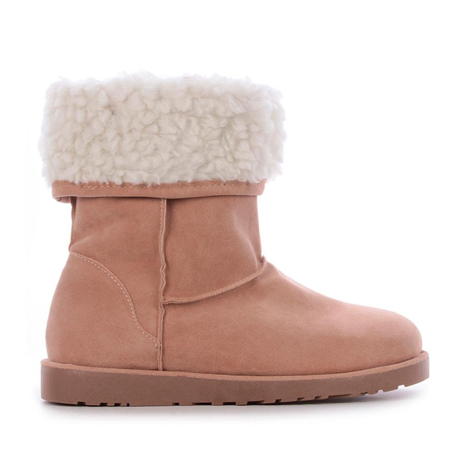 Bota Bege Forrada Com Pelos Branco Bege