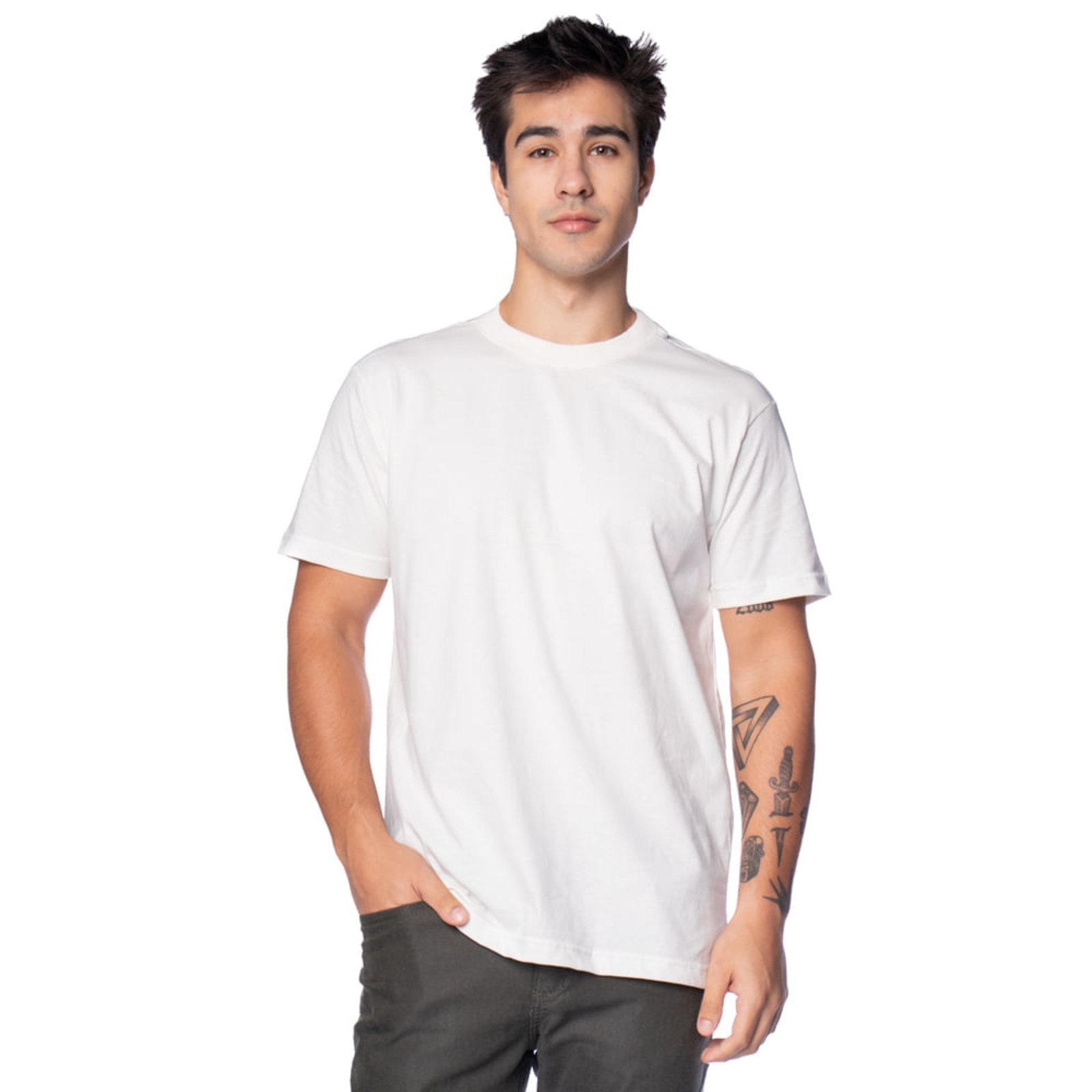 Vista 2 Camiseta Masculina Gangster Logo Relevo Off White off-white white Gangster off-white white