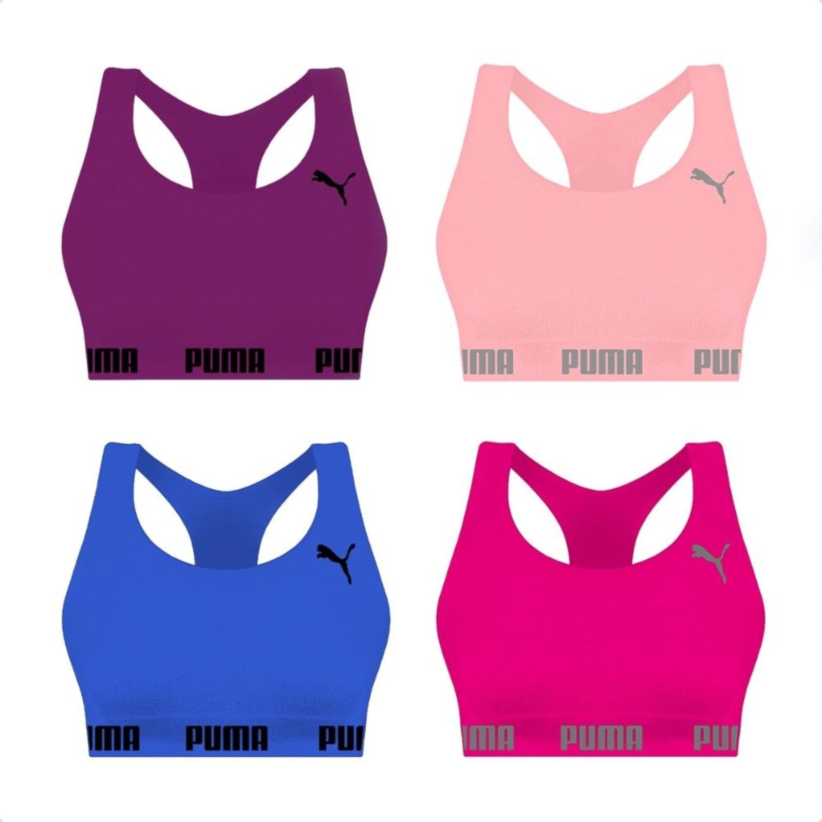 Kit 4 Tops Puma Nadador Sem Costura Rosa