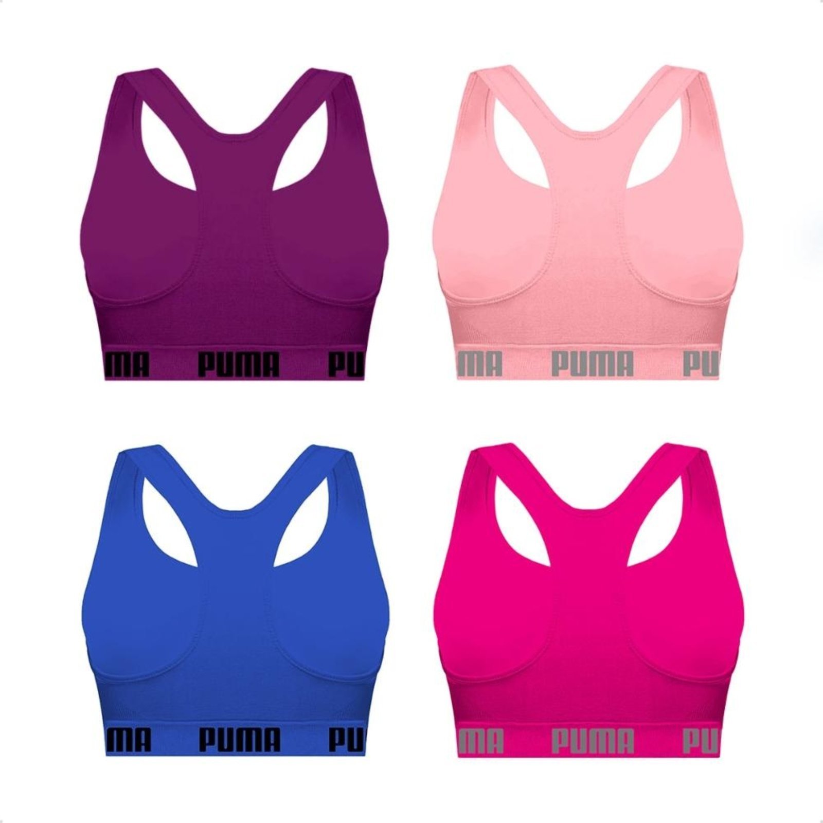 Vista 3 Kit 4 Tops Puma Nadador Sem Costura rosa Puma rosa