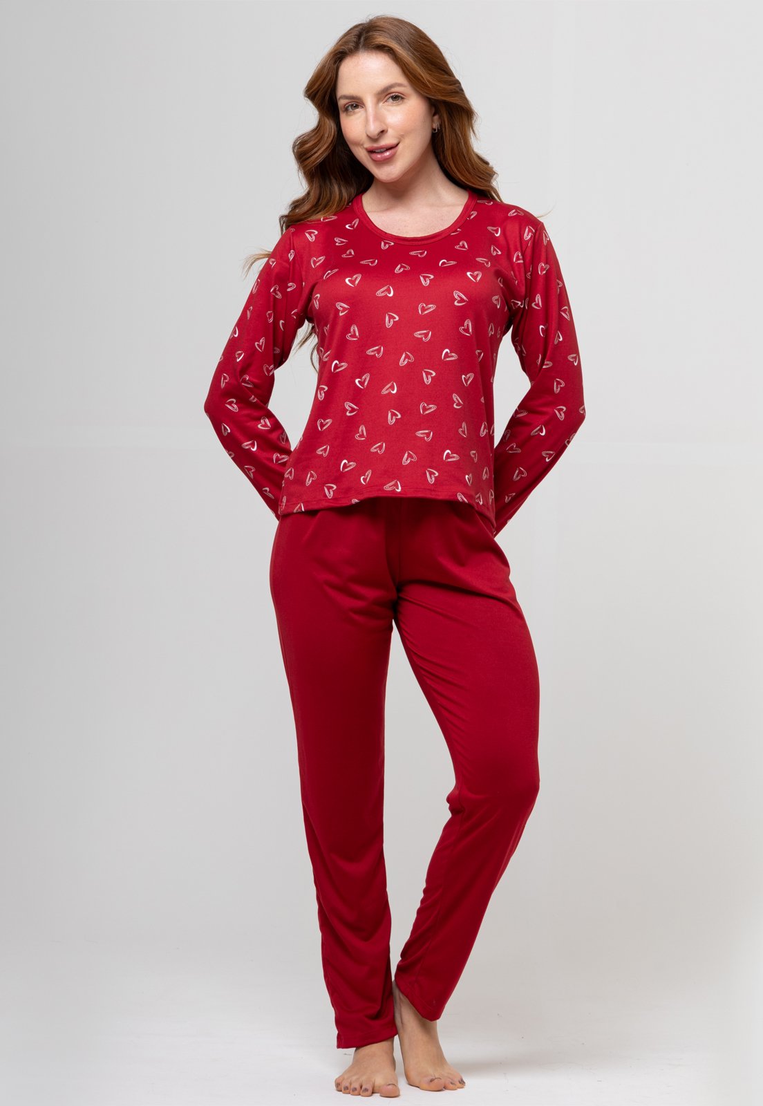 Pijama Feminino Longo de Botão Amamentação Pijama Gestante Pijama Americano Maternidade Mood Modas 014 Vinho