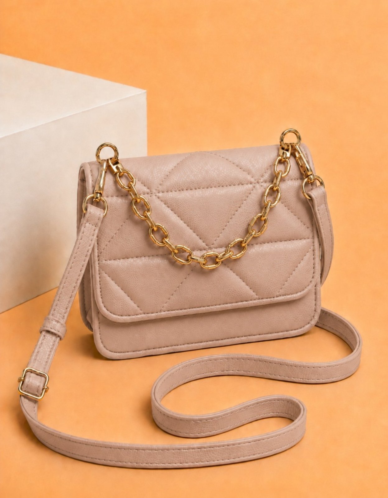 Bolsa Feminina Transversal Luxo Alça De Corrente Bordada