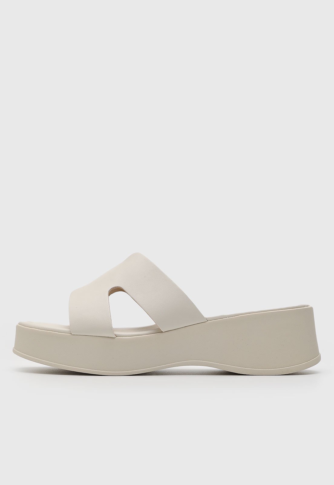 Tamanco Flatform VIA UNO Liso Branco