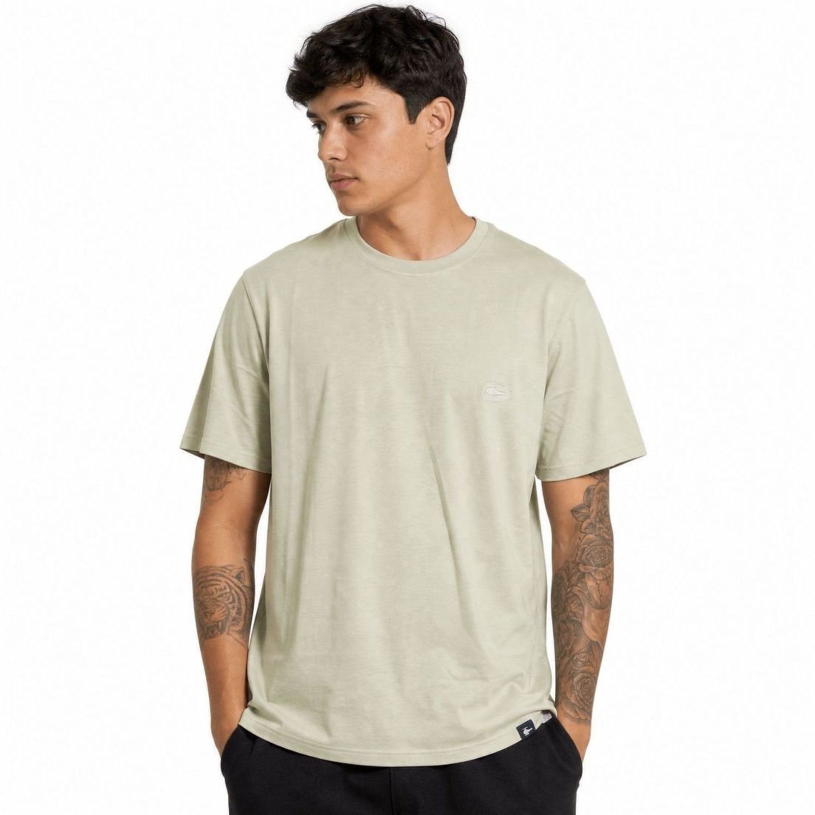Camiseta Masculina Sallo Slim Fit Cinza 8176 Algodão Peruano - Cinza - Sallo
