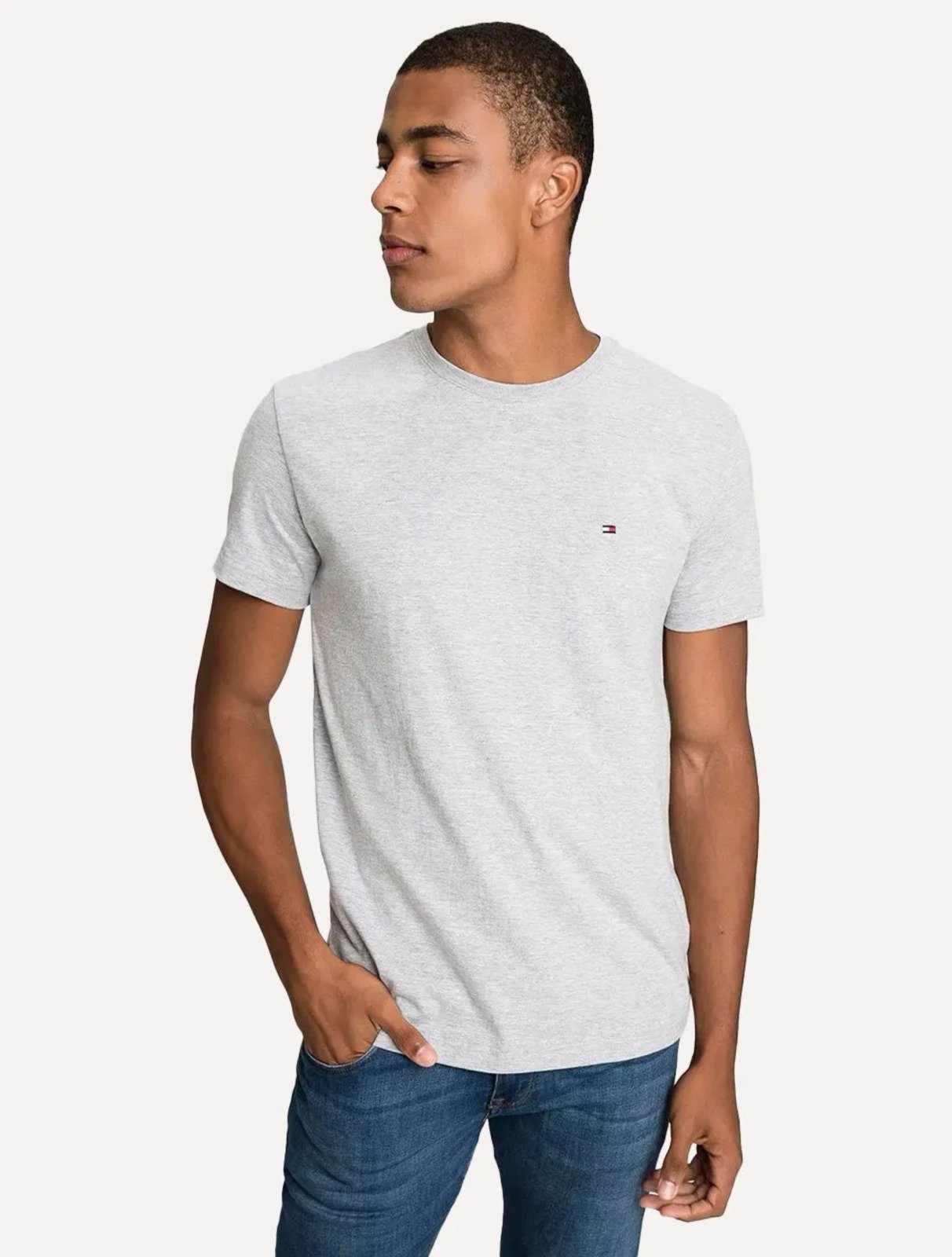 Camiseta Tommy Hilfiger Masculina Essential Cotton Icon Cinza Mescla