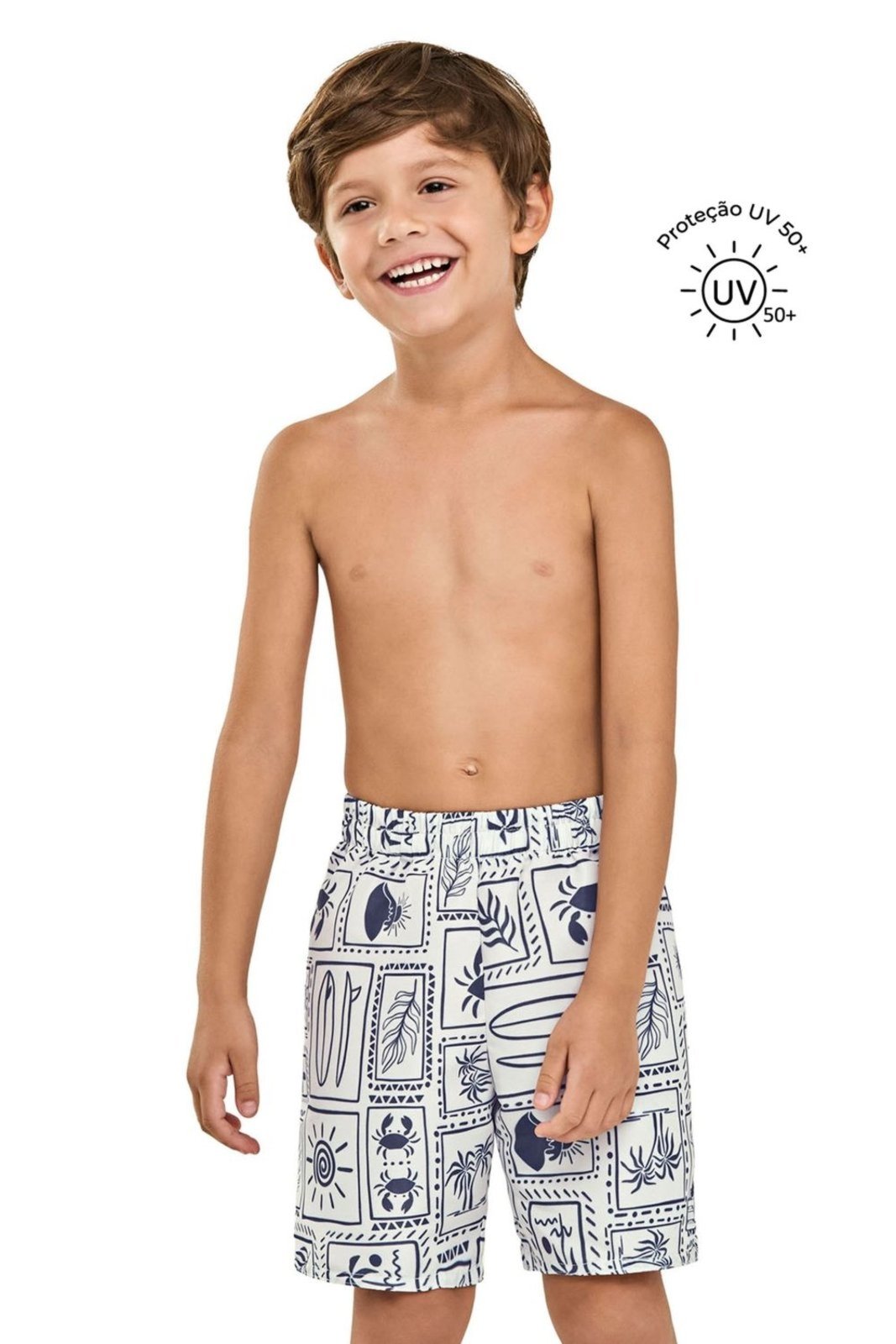 Vista 2 Bermuda Tactel Menino Proteção UV Elian preto Elian preto