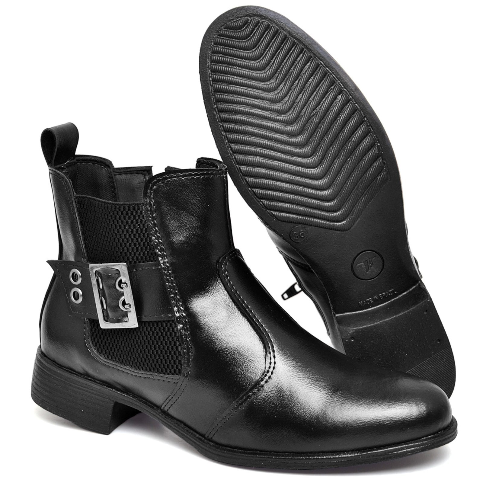 Bota Feminina Cano Médio Casual Polo Blu Detalhes em Fivela Preta em Sintético do 33 ao 40