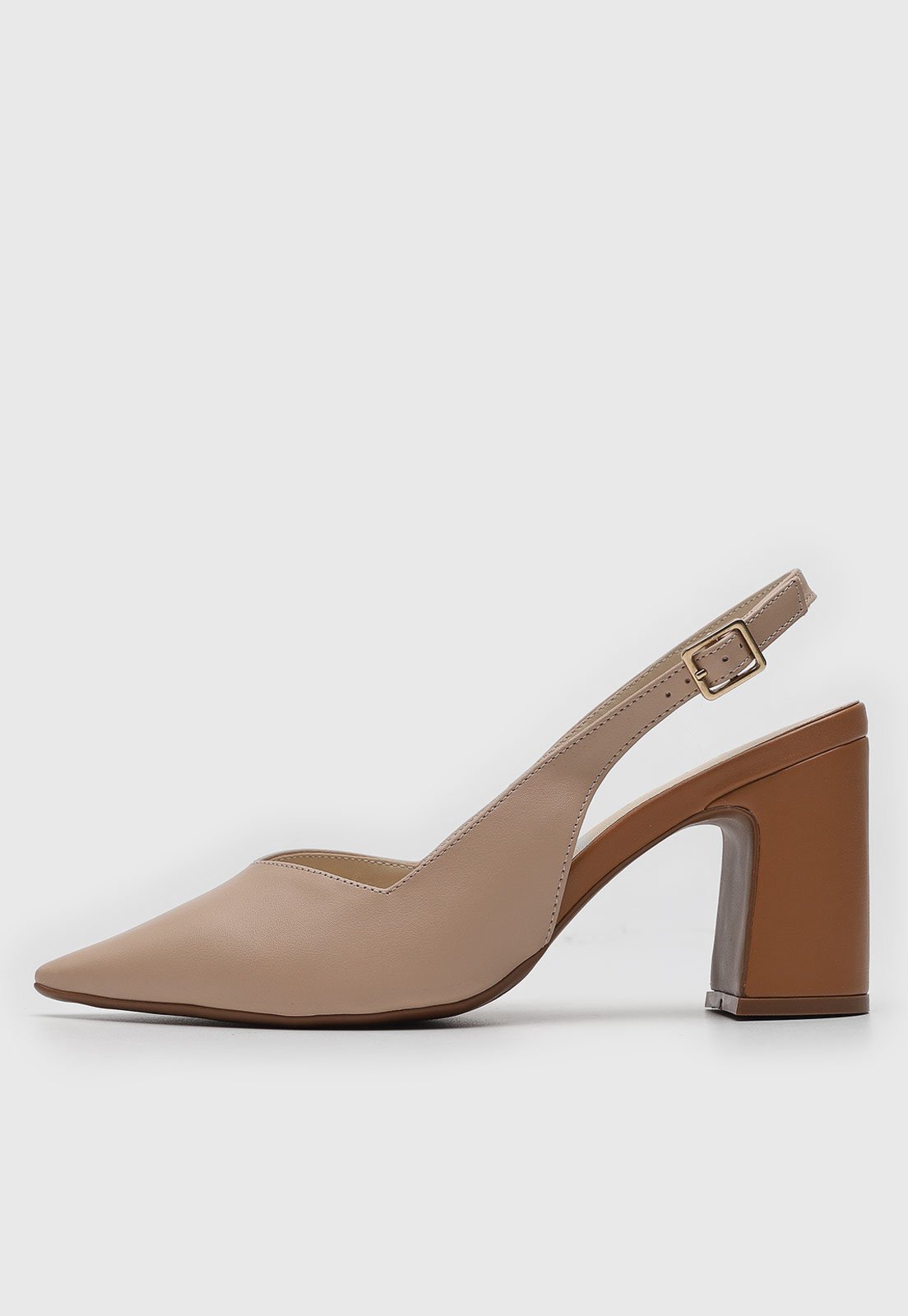 Scarpin Feminino cê Salto Bloco Nude