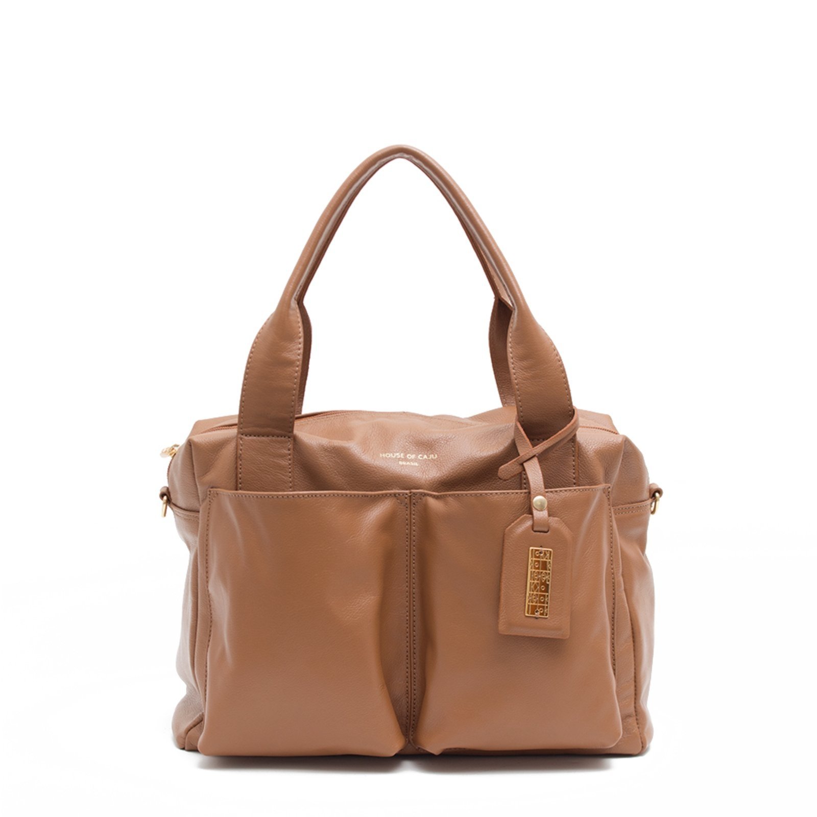 Bolsa Feminina Em Couro Alça De Mão Caramelo “Patrícia Moura”””