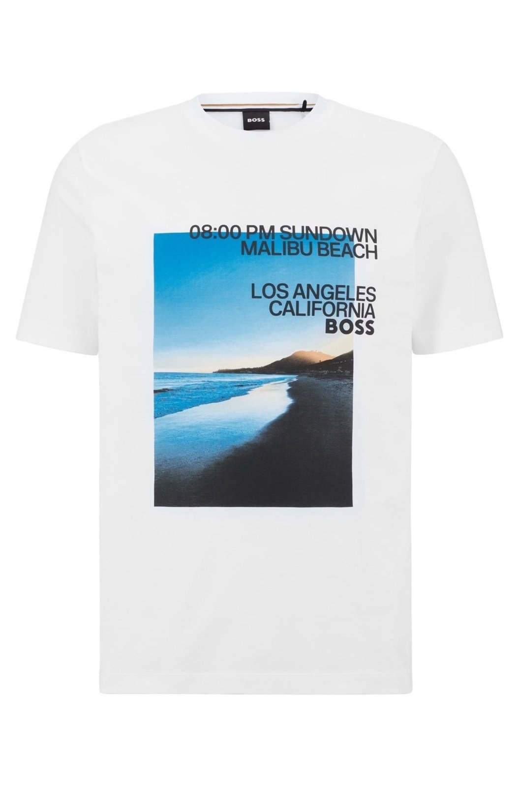 Camiseta Em Mistura De Algodão Com Estampa Fotográfica De Praia E Logotipo