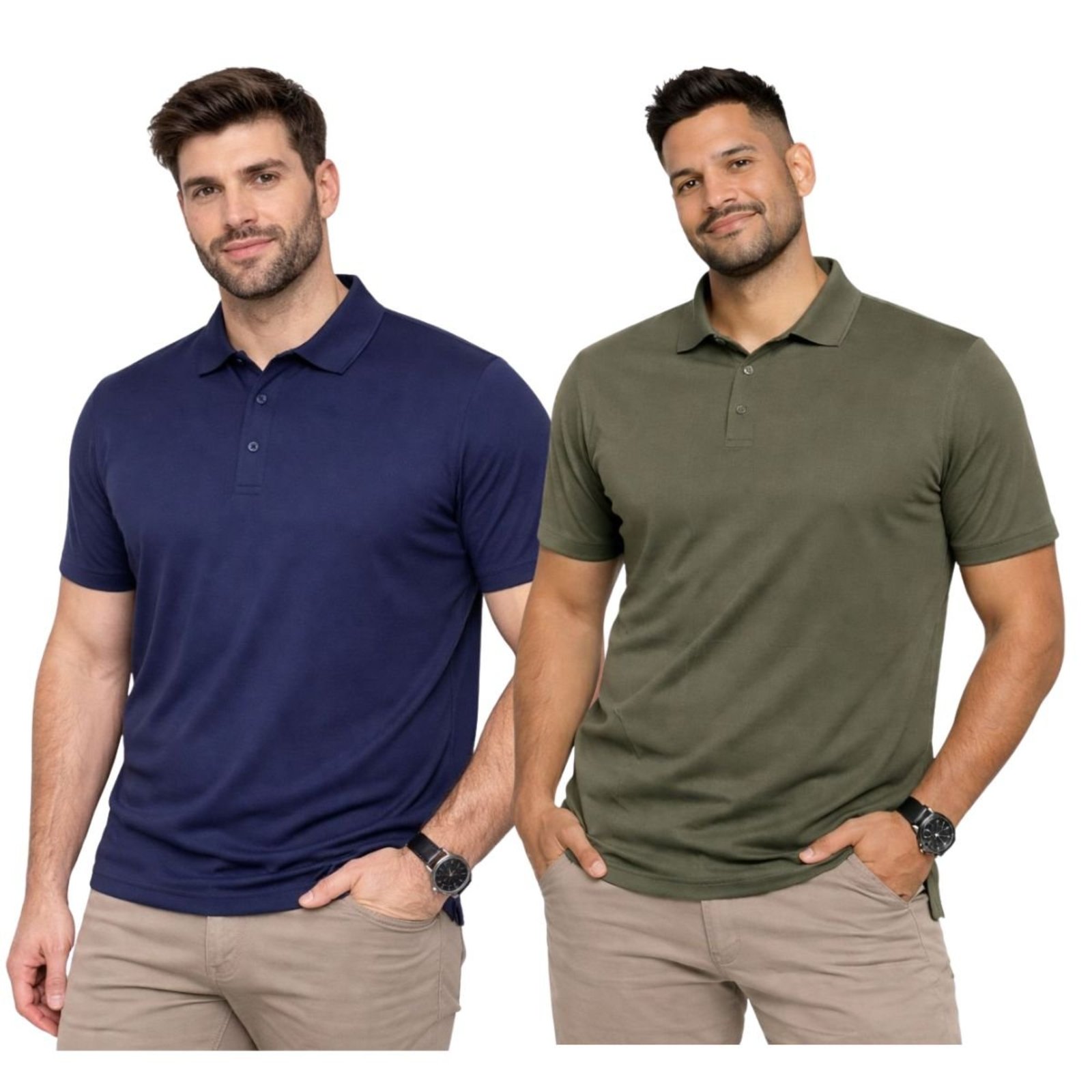 Kit 2 Camisas Polo Masculina Poliamida Premium Marinho e Verde