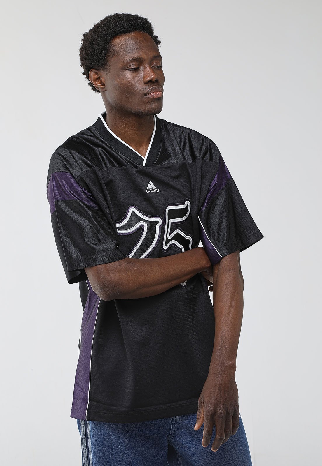 Camiseta adidas Originals FTBL 25 Jersey Preta e Roxa