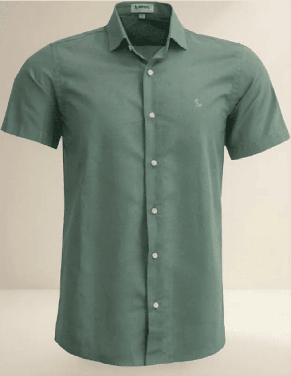 Camisa Social Amil Comfort Ready Misto Com Linho Manga Curta Luxo Militar