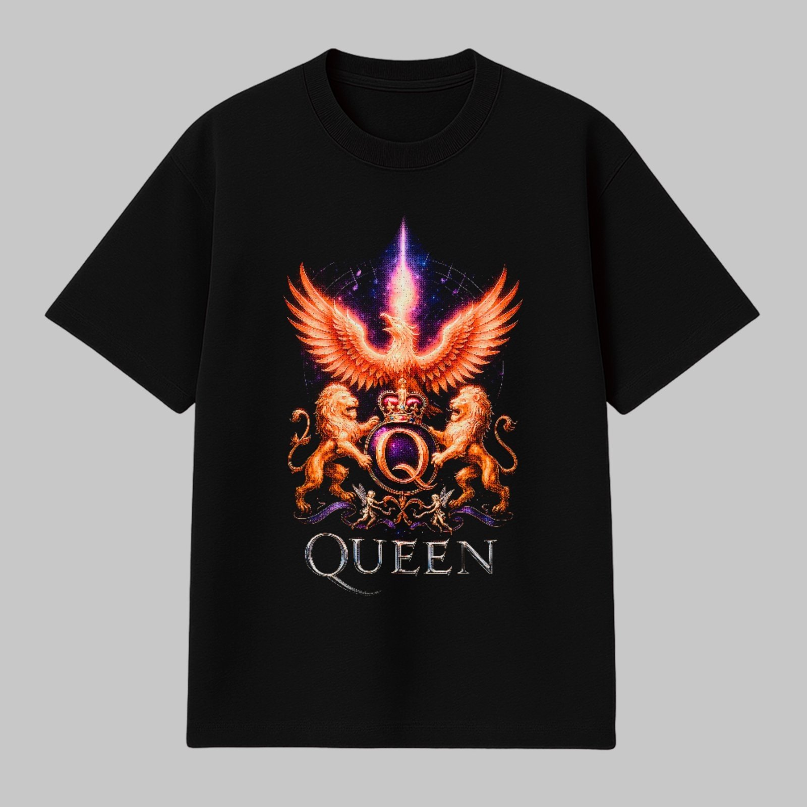 Camiseta Básica Queen Brasão Clássico Rock Banda Unissex Preto