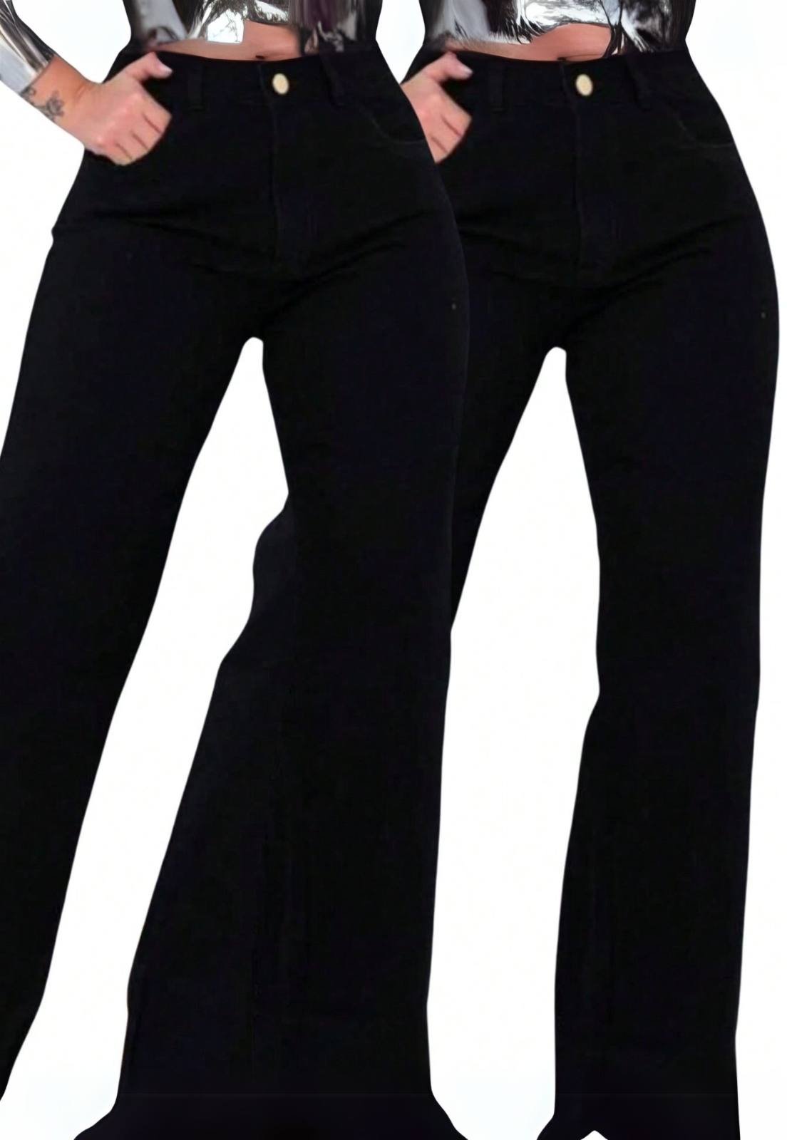 Kit 2 Calças Wide Leg Kovali Feminina Cargo Preto