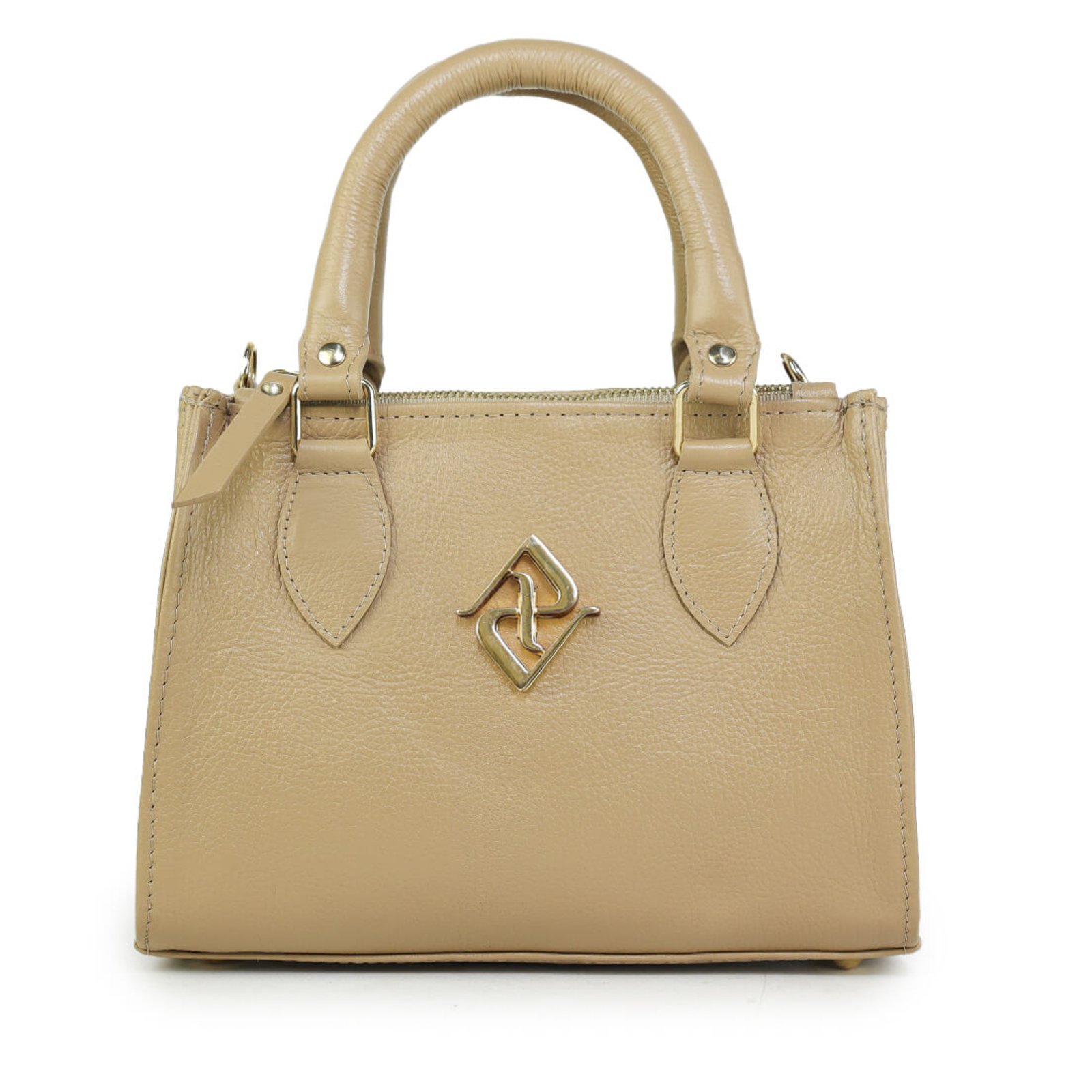 BOLSA DE COURO COM FIVELA DO MONOGRAMA Nude