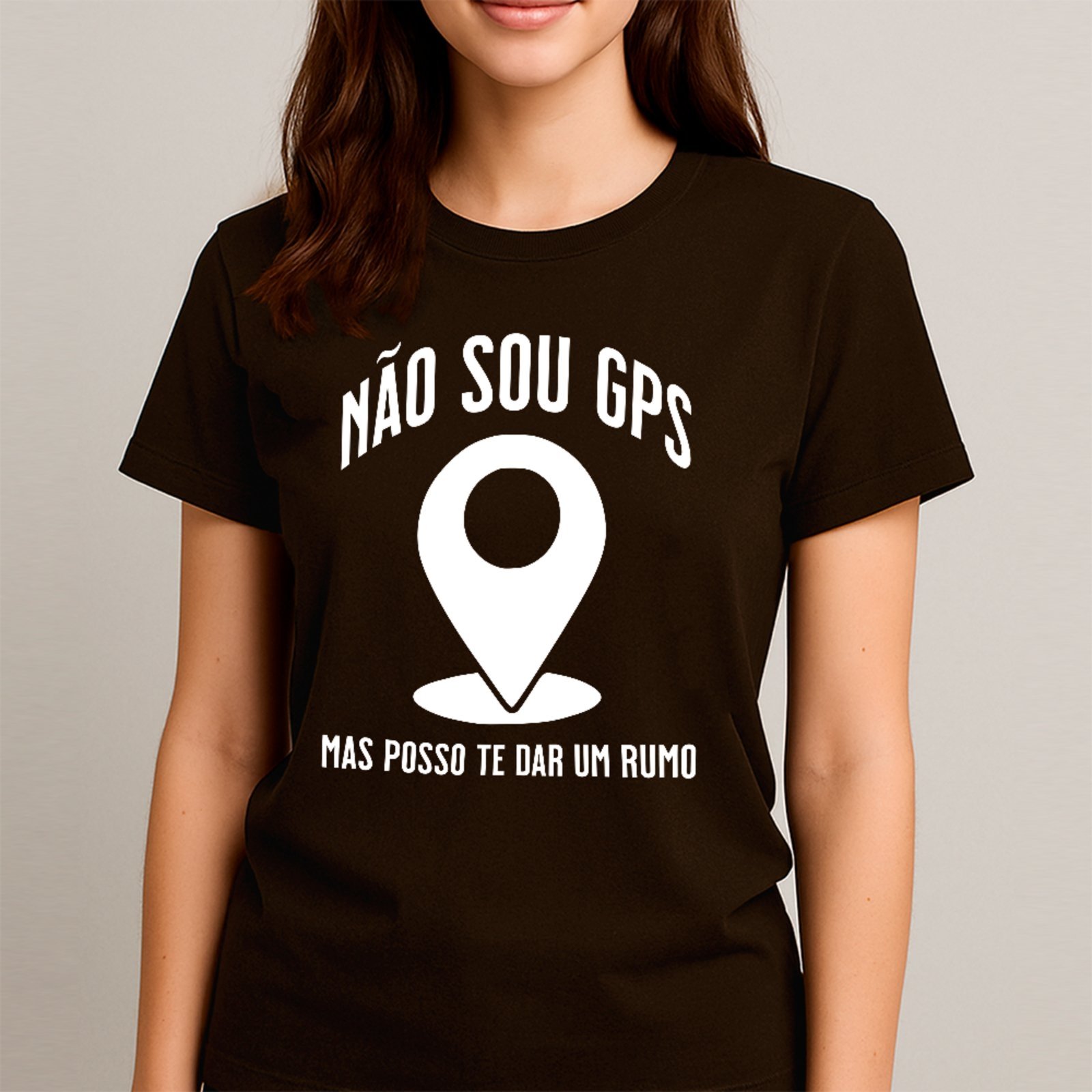 Vista 3 Camiseta Ousy Básica Humor De Carnaval Não Sou GPS Frase Divertida Unissex preto ousy preto