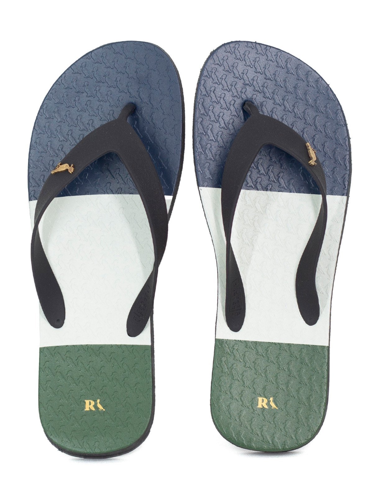 Chinelo Masculino Reserva Listras On The Go Borracha Confortável Azul Navy Off White Militar