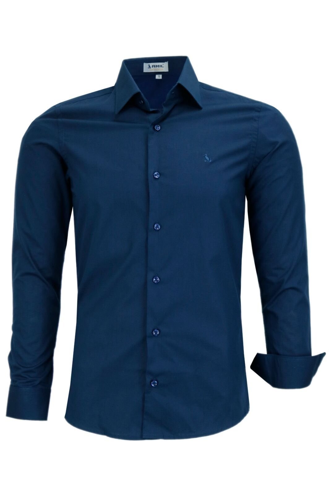 Camisa Social Manga Longa Slim Amil Liso Algodão 1796