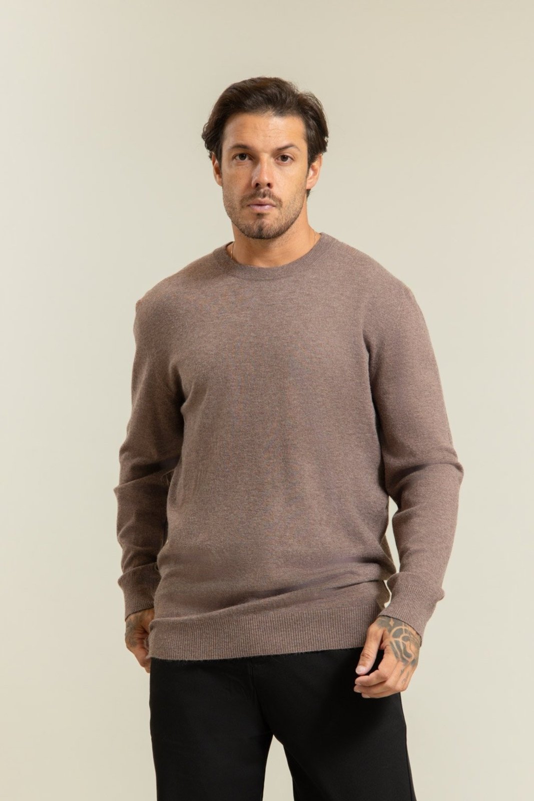 Suéter de Tricot Masculino Mix Cashmere Caqui Dialogo