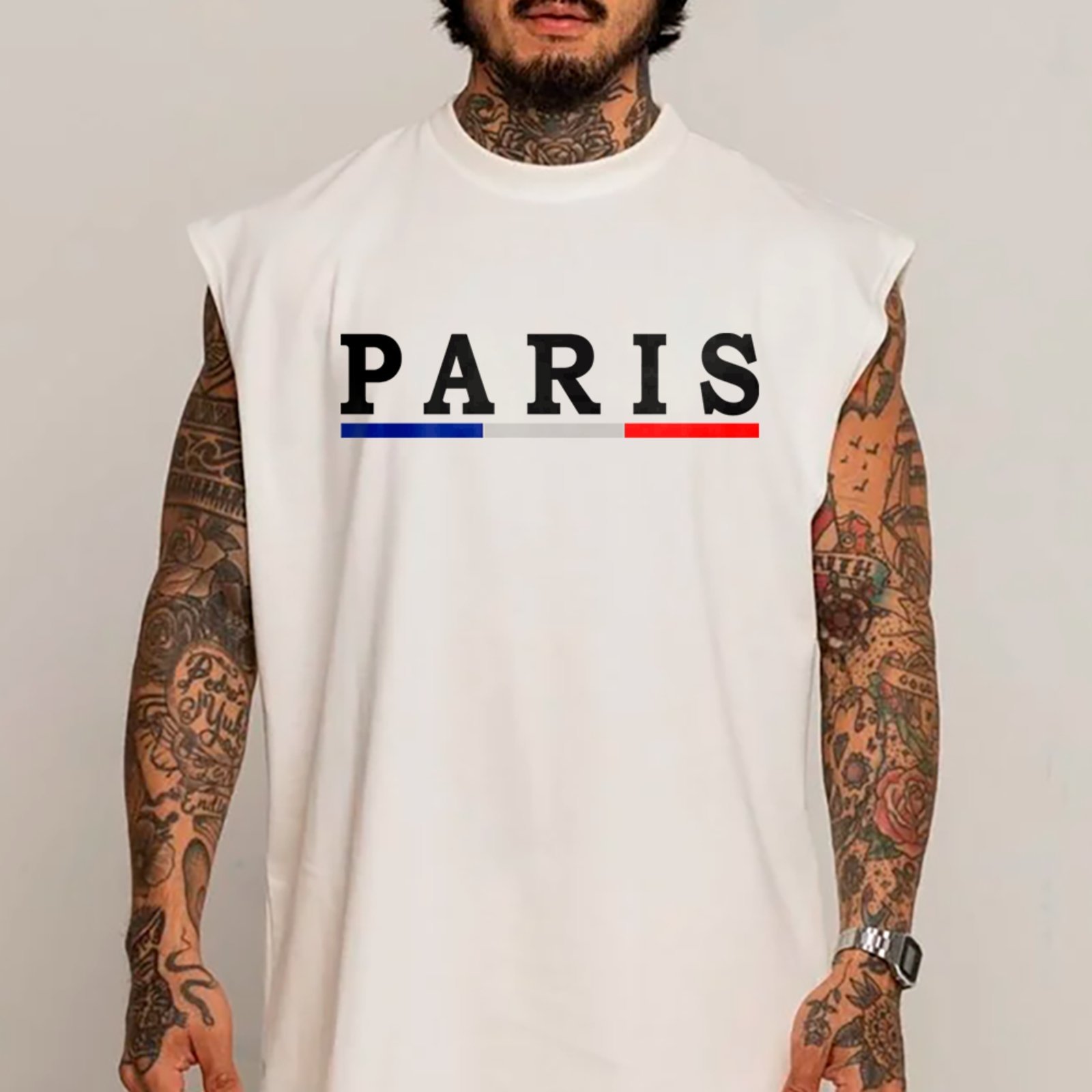 Camiseta Regata Machão Paris França Urban Street Style Tendência Branco