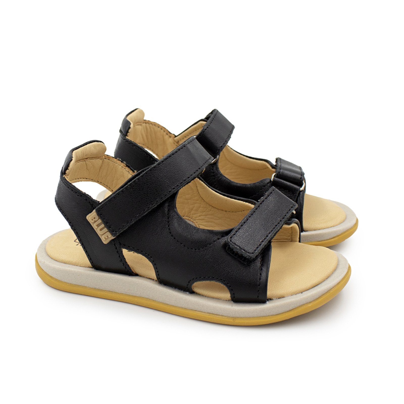 Vista 2 Infantil - Sandalia Menino Blue Icaro Couro Preto Blue Infantis Blue Infantis preto blue