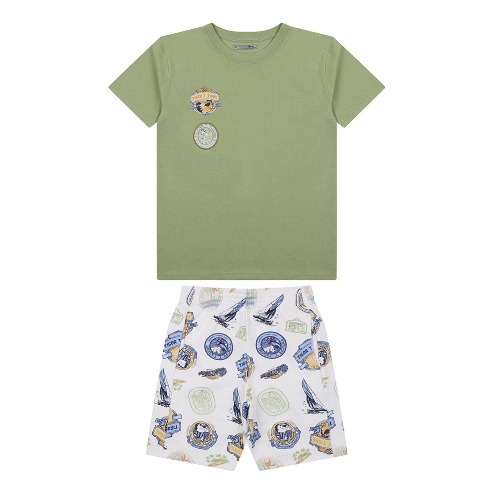 Infantil - Conjunto Curto Estampado Masculino Tigor T. Tigre