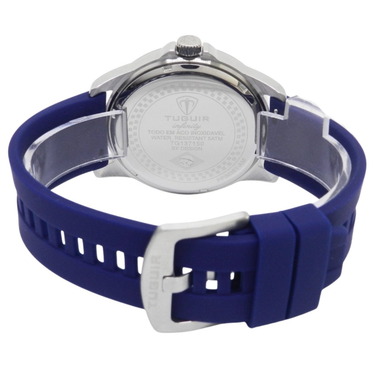 Relógio Masculino de Aço Tuguir Analógico Infinity 9169L Prata e Azul e Laranja