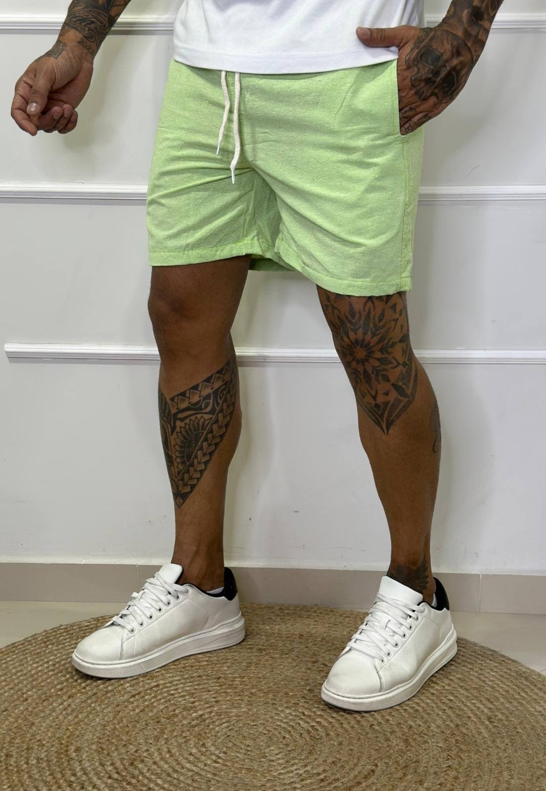 Bermuda Elegante Masculina Curta Verde Mauricinho Confortável Tecido Premium