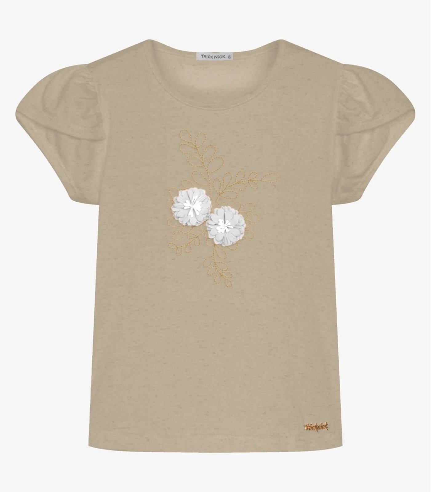 Infantil - Blusa Meia Malha Com Bordado Trick Nick Bege