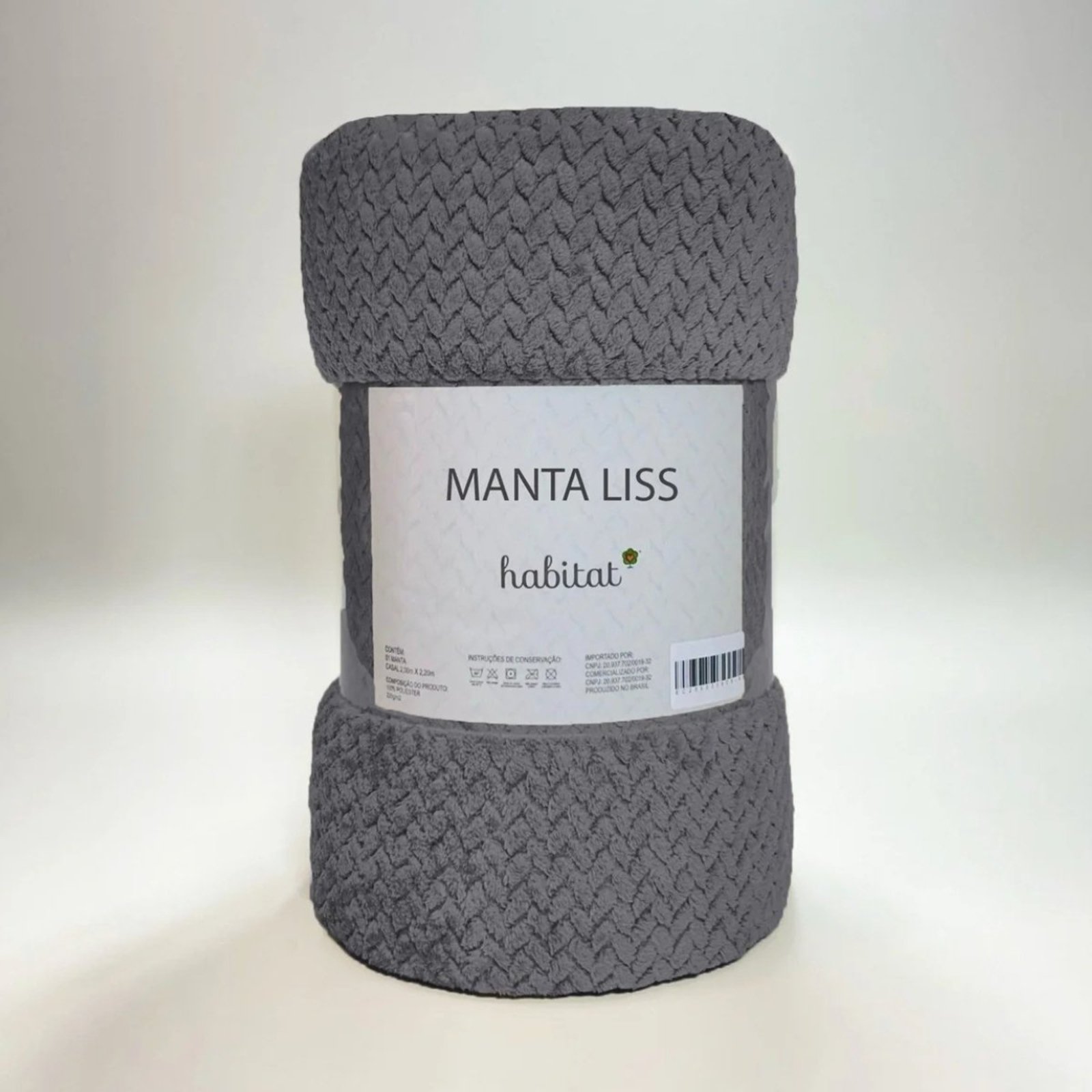 Manta Casal Trançada Microfibra Inverno Macia Liss Cinza