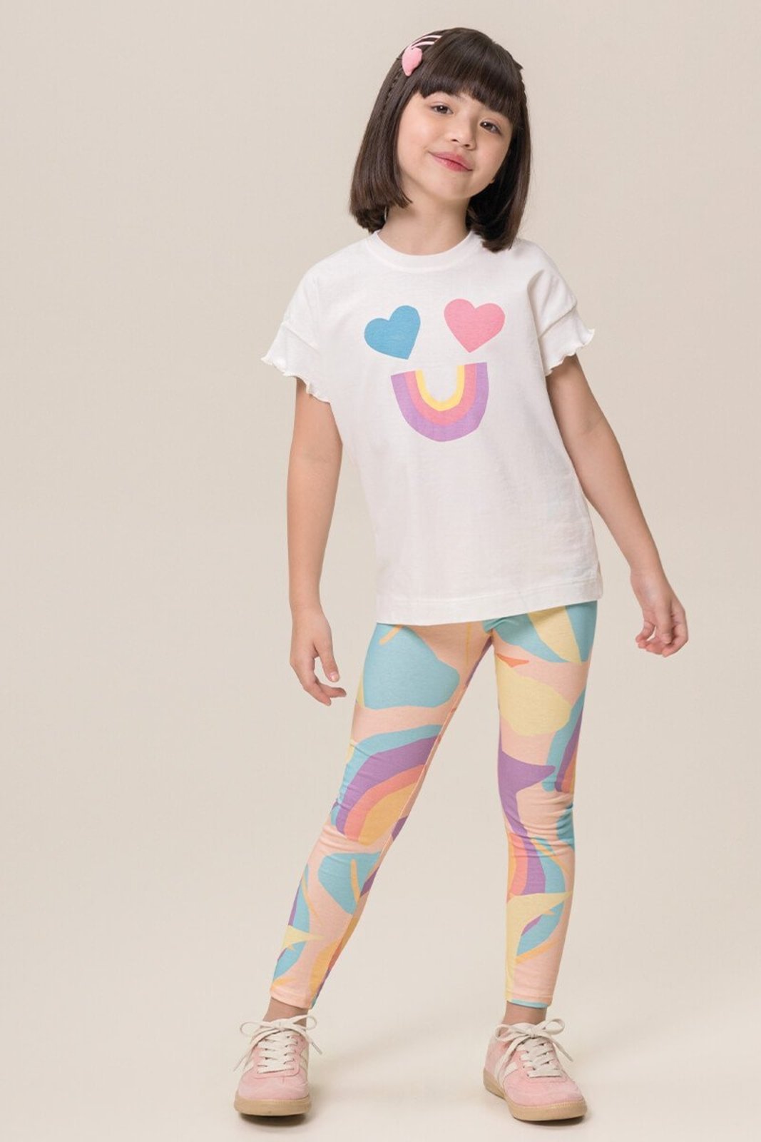 Infantil - Conjunto Bugbee Blusa Meia Malha Legging Cotton Estampada