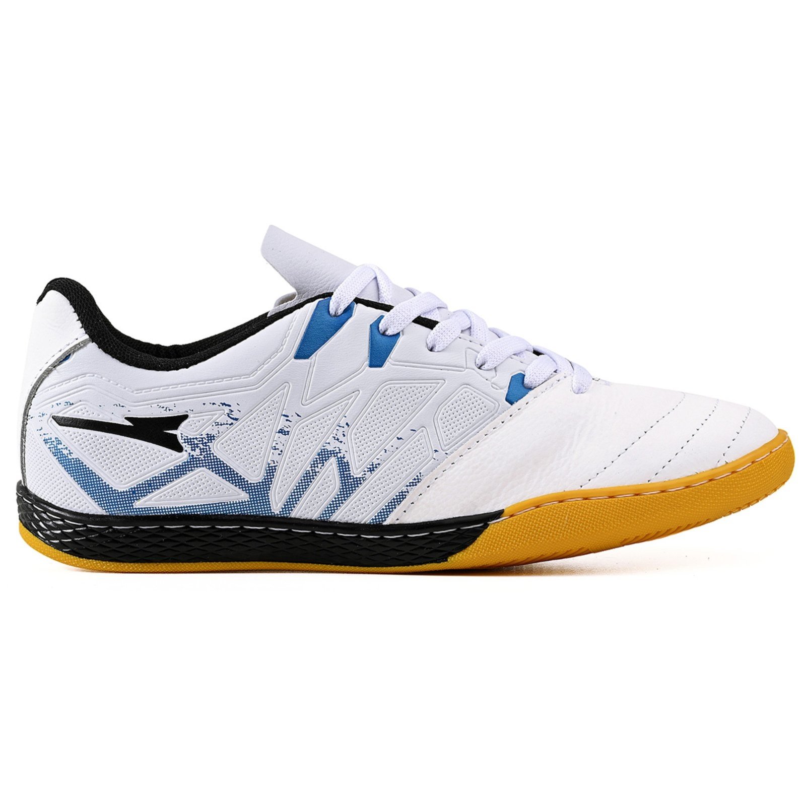 Vista 3 Kit Chuteira Futsal Quadra Bico de Couro Futebol Salao + Mochila + Meião Adulto CALCADOS LGHT LIGHT branco CALCADOS LGHT LIGHT branco