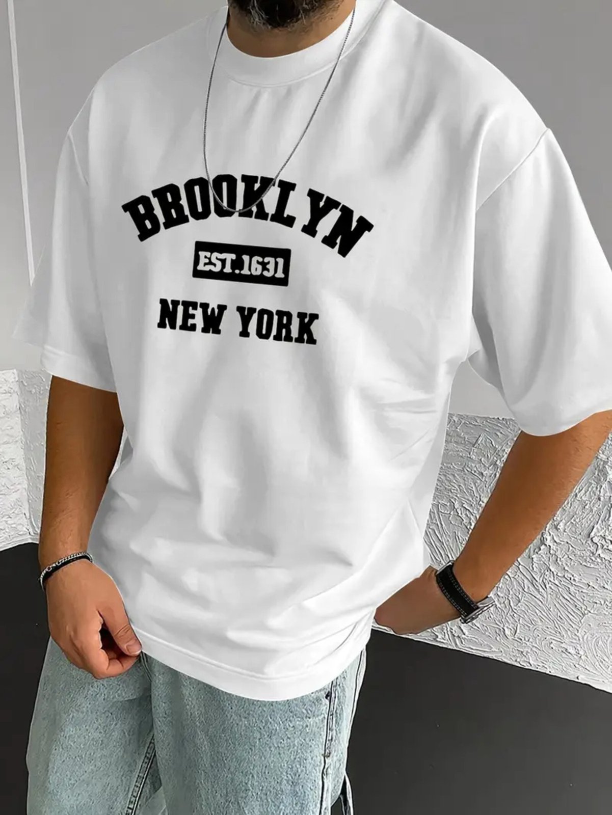 Camiseta Estampada Oversized Brooklyn Safira Moda Algodão Branca